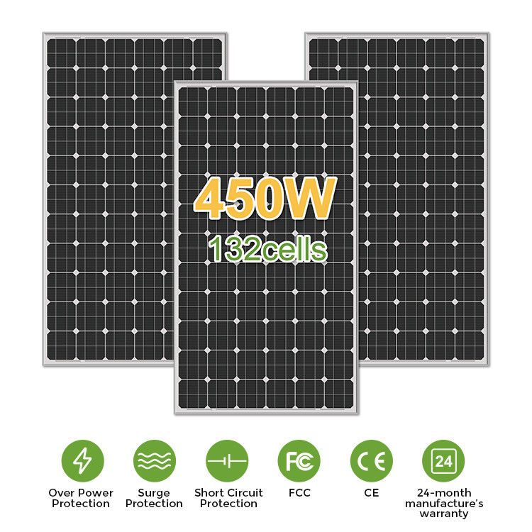 156.75mmx156.75mm সেল সাইজ Mono 400w 450w 460w 480w হোম সিস্টেম পাওয়ার জন্য সৌর প্যানেল